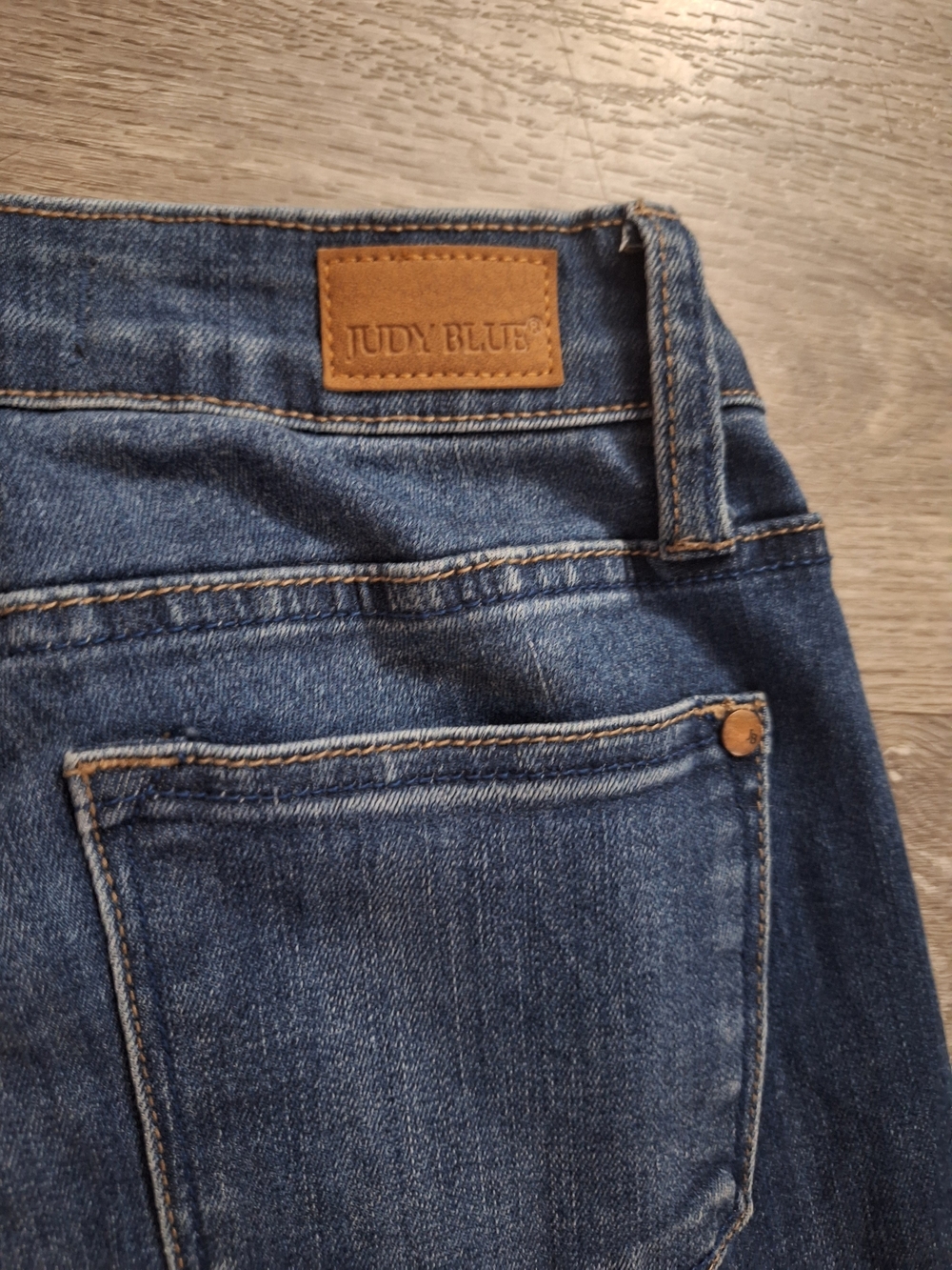 Judy Blue Dark Blue High-Rise Button-Fly Trouser Flare Jeans, Size 26 - Picture 10 of 11